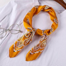 (70x70CM, W918-4) 70cm Bandana Head Scarf For Women Fashion Paisley Print Handkerchief Silk Satin Hijab Scarfs Female Square Neck Scarves Dropship