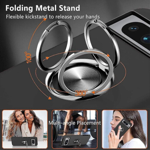 (red) For Google Pixel 8A Case, Heavy Duty Military Anti-fall Shockproof Case with Ring Holder Kickstand For Google Pixel 8a 2