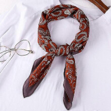 (70x70CM, W918-10) 70cm Bandana Head Scarf For Women Fashion Paisley Print Handkerchief Silk Satin Hijab Scarfs Female Square Neck Scarves Dropship