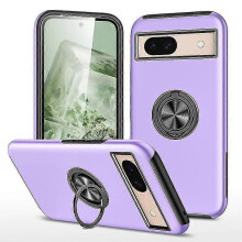 (Purple) For Google Pixel 8A Case, Heavy Duty Military Anti-fall Shockproof Case with Ring Holder Kickstand For Google Pixel 8a