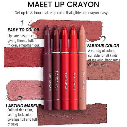 (Fuchsia) Waterproof Matte Lipstick Lip Liner Crayon High Pigment 2