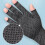 Arthritis Halbfingerhandschuhe M grau meliert gestrickt 9