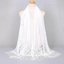 (White-1) White Black Catholic Head Scarf Women Kerchief Chapel Lace Church Veil Large Size Wedding Bride Mantilla Latin Veils for Mass