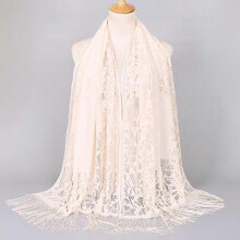 (Beige-2) White Black Catholic Head Scarf Women Kerchief Chapel Lace Church Veil Large Size Wedding Bride Mantilla Latin Veils for Mass