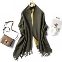 (WJ32-26) 2022 Thick Warm Cashmere Winter Scarf Women Shawl Wraps Double Side Female Pashmina Solid Blanket Stoles Lady Luxury Scarves