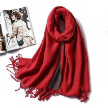 (WJ32-21) 2022 Thick Warm Cashmere Winter Scarf Women Shawl Wraps Double Side Female Pashmina Solid Blanket Stoles Lady Luxury Scarves