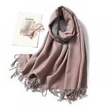 (WJ32-14) 2022 Thick Warm Cashmere Winter Scarf Women Shawl Wraps Double Side Female Pashmina Solid Blanket Stoles Lady Luxury Scarves
