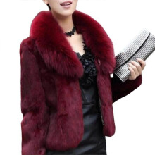 (3XL, claret) Women Winter Faux Fur Coat Thick Warm Faux Fur Outwear with Pockets for Office Cocktail Party Trav