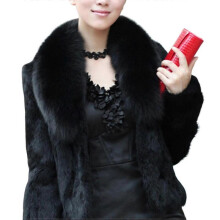 (S, black) Women Winter Faux Fur Coat Thick Warm Faux Fur Outwear with Pockets for Office Cocktail Party Trav