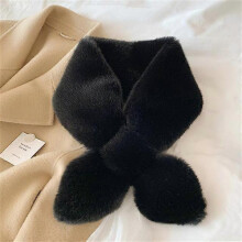 (black) Women Winter Scarf Soft Plush Thick Warm Scarves Faux Fur Neck Collar For Ladies Girls Snood Solid Color Scarf