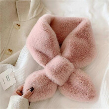 (pink) Women Winter Scarf Soft Plush Thick Warm Scarves Faux Fur Neck Collar For Ladies Girls Snood Solid Color Scarf
