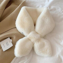 (beige) Women Winter Scarf Soft Plush Thick Warm Scarves Faux Fur Neck Collar For Ladies Girls Snood Solid Color Scarf