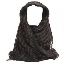 (Coffee) Men Women Scarf Plaid Tartan Lightweight Cotton Keffiyeh Scarf for Winter Square Shawl Scarf Tactical Neck Warmer Cover