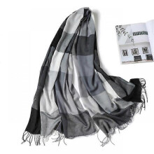 (200x70cm, WT1-2) 2022 Plaid Women Hijab Scarf Pashmina Lady Shawls Foulard Headband Tassel Cashmere-like Winter Scarves Warm Female Wraps Bandana