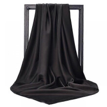 (90x90cm, BK5-1) Solid Color Head Scarf Women Blcak Square 90*90cm Silk Foulard Satin Bandana Cheveux Neckerchief Hijab Hair scarves for ladies