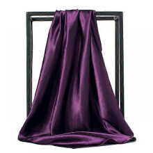 (90x90cm, BK5-2) Solid Color Head Scarf Women Blcak Square 90*90cm Silk Foulard Satin Bandana Cheveux Neckerchief Hijab Hair scarves for ladies