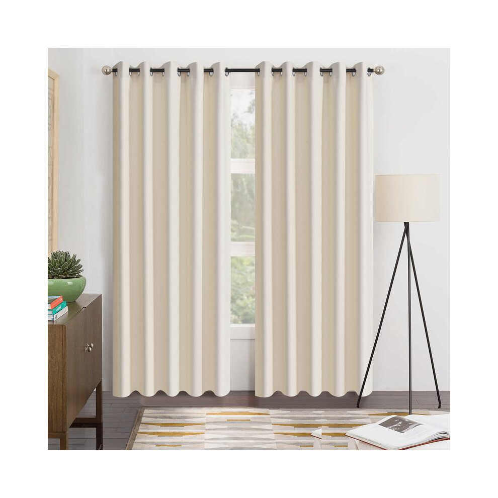 (Cream, W 66" x L 90" (2 Panels)) Thermal Blackout Curtains Pair | Thick Insulated Eyelet Drapes for Bedroom & Living Room | Energy Saving  | Multiple-image-OPC-PJJC7QD-NEW