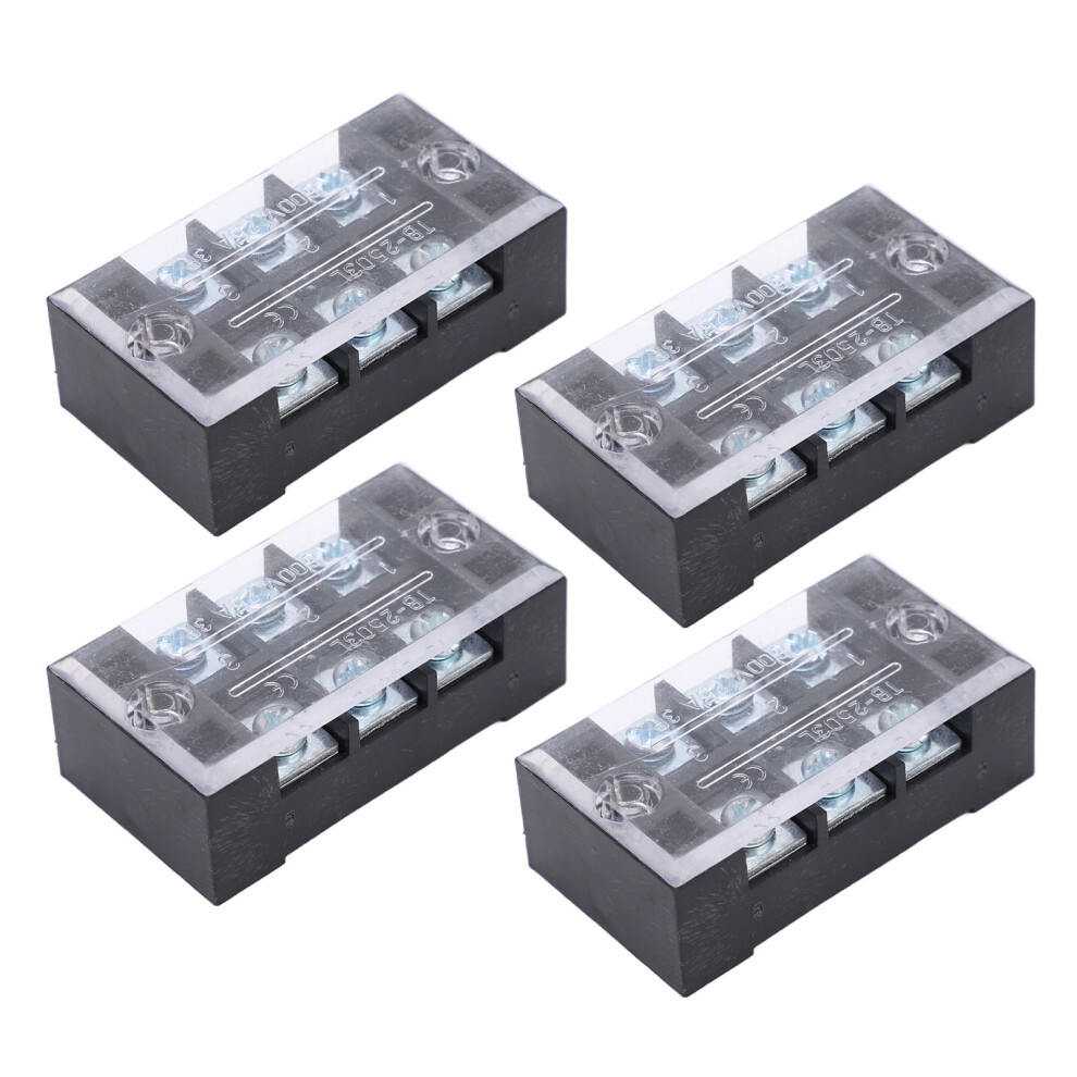 High Current 25A Terminal Block 3 Position Dual Row 600V With Cover 4321339426696