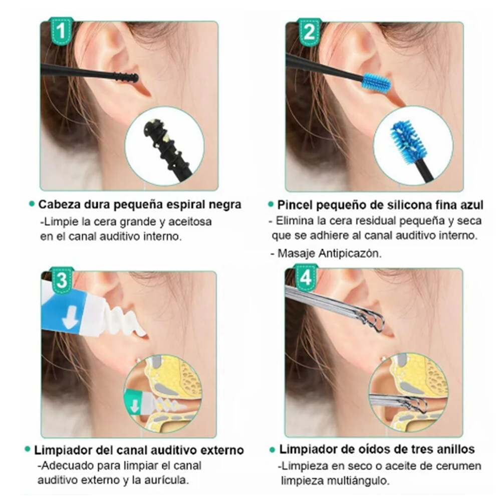 Versatile Ear Cleaner Kit with Spiral Earpick - Safe Earwax Removal