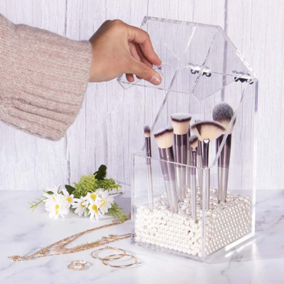 Dustproof Acrylic Makeup Brush Holder, Large Capacity, 9x9x21cm-image-OPC-PJJC7YM-NEW