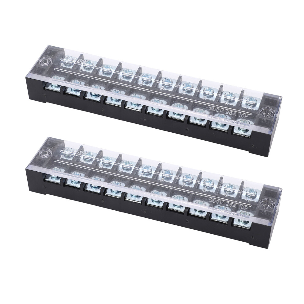 2PCS 10-Position Dual Row Terminal Strip 600V 25A Fixed High Current Block-image-OPC-PJJC7Z6-NEW