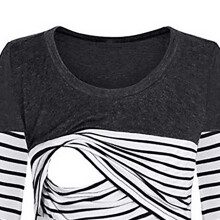 Women's Maternity Nursing Shirts Black Cotton Blend Long Sleeve