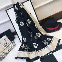 (1) Ladies Elegant High-quality Camellia Floral Print Cashmere Scarf Women Luxury Shawl Thick Warm Brand Pashmina Women Wraps Hijabs