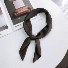 (Dark Brown) Fashion Solid Kerchief Women Head Scarf For Hair Pink Green White Silk Neck Scarfs Female 70cm*70cm Square Bandanas Lady Scarves
