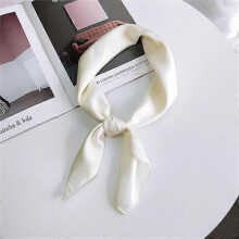 (White) Fashion Solid Kerchief Women Head Scarf For Hair Pink Green White Silk Neck Scarfs Female 70cm*70cm Square Bandanas Lady Scarves