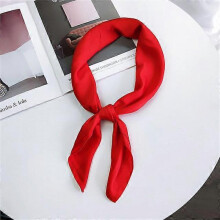 (Red) Fashion Solid Kerchief Women Head Scarf For Hair Pink Green White Silk Neck Scarfs Female 70cm*70cm Square Bandanas Lady Scarves