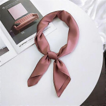 (Dark Pink) Fashion Solid Kerchief Women Head Scarf For Hair Pink Green White Silk Neck Scarfs Female 70cm*70cm Square Bandanas Lady Scarves