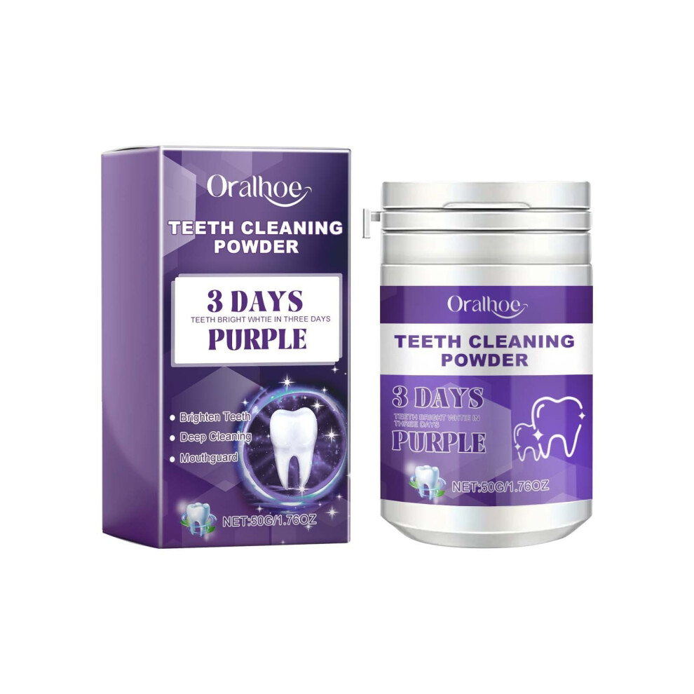 Purple/White (50G) Tooth Cleansing Powder, Fresh Breath Tartar Tartar Teeth Cleaning Tooth Cleansing Powder Oral Care