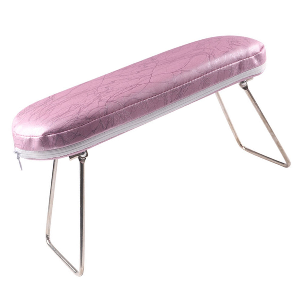 Pink Pu Leather Nail Arm Rest Cushion For Manicure, 16.5Cm