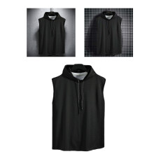 Herren ärmellose Hoodie-Weste Schwarz L Brustumfang 104-112cm