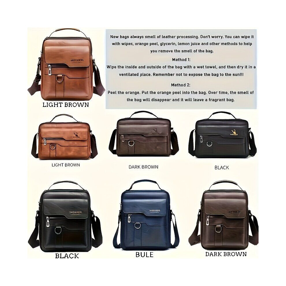 Sac à main en cuir style vintage WEXIER avec instructions d'entretien, noir