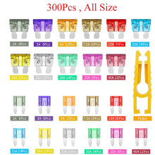 300 Stück Auto-Flachstecksicherungen-Set - Bunte 15x10mm Sicherungen