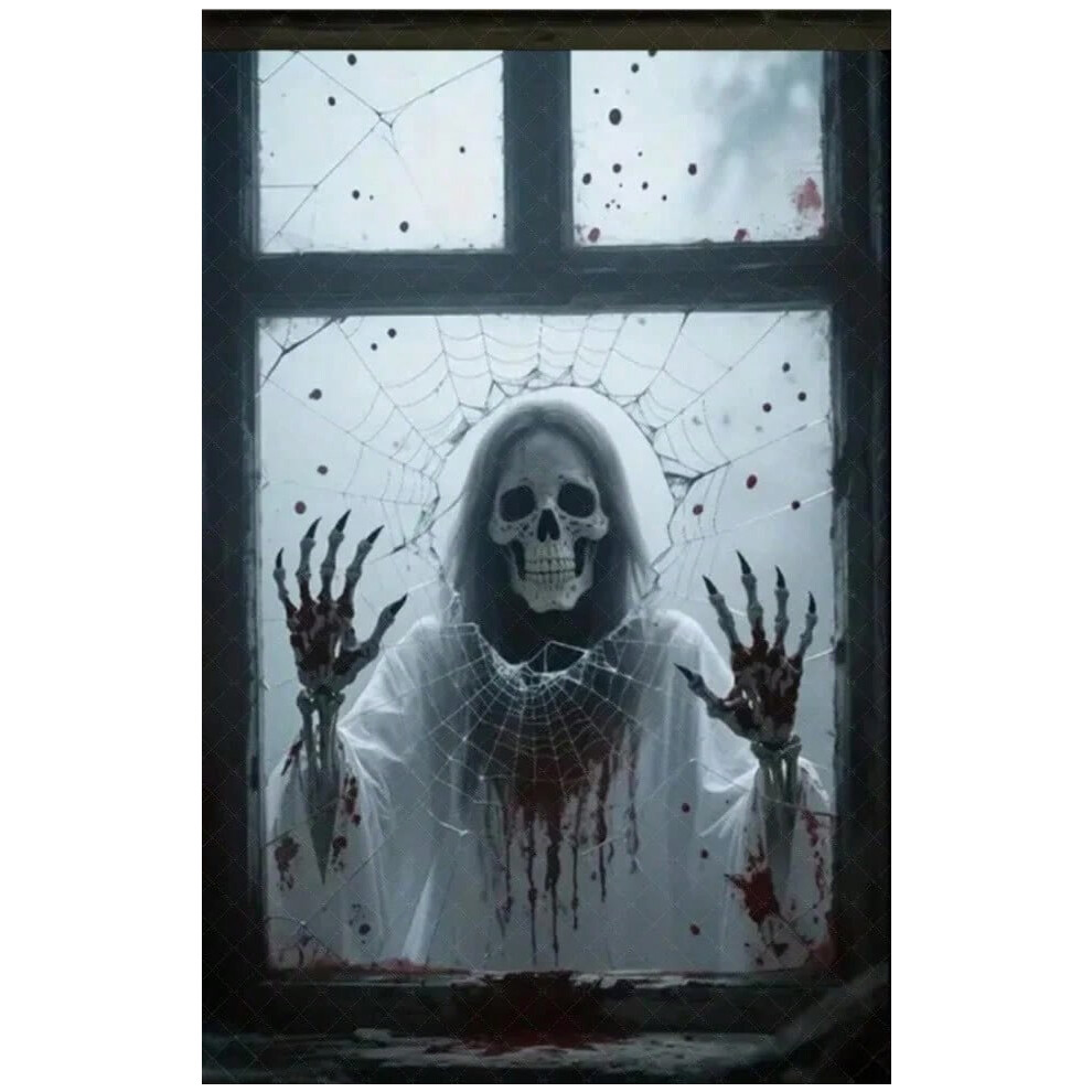 (Vinyl 200X150cm, BJ-AZ222-10) Scary Halloween Curtain Window Banner Horror Hanging Cloth Family Party Decoration Witch Zombie Ghosts Super Terrifying-image-OPC-PJJDGJN-NEW
