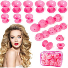 40 Pcs Silicone Hair Curlers, Overnight Hair Curlers, Hair Curling Curlers No Heat for DIY Roller Hair Styling, 2 Size, Pink