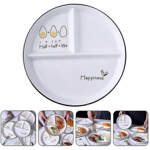 Lebanghui Split Ceramic Dinner Plate 3 Cut Food Plate Lunch Plate 1