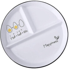 Lebanghui Split Ceramic Dinner Plate 3 Cut Food Plate Lunch Plate