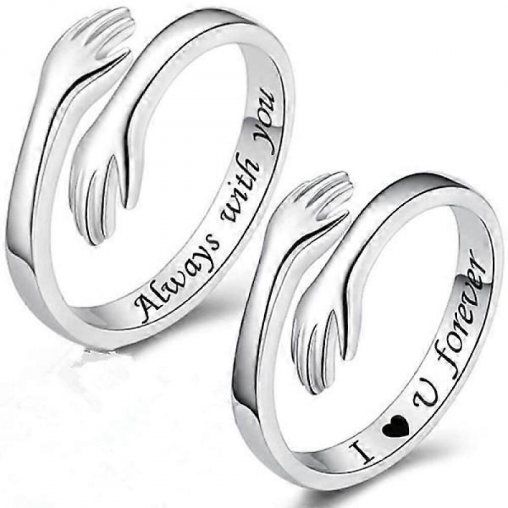 S925 Sterling Hug Ring For Women Teen Gilrs Adjustable Ri Silver
