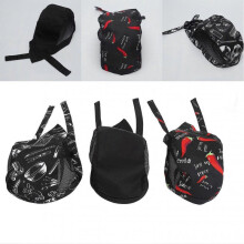 3pcs Unisex Adjustable Kitchen Cooking Skull Cap Breathable Fashionable Chef Hat with Tie for Restaurant Black Chili Knife Fork Free Size