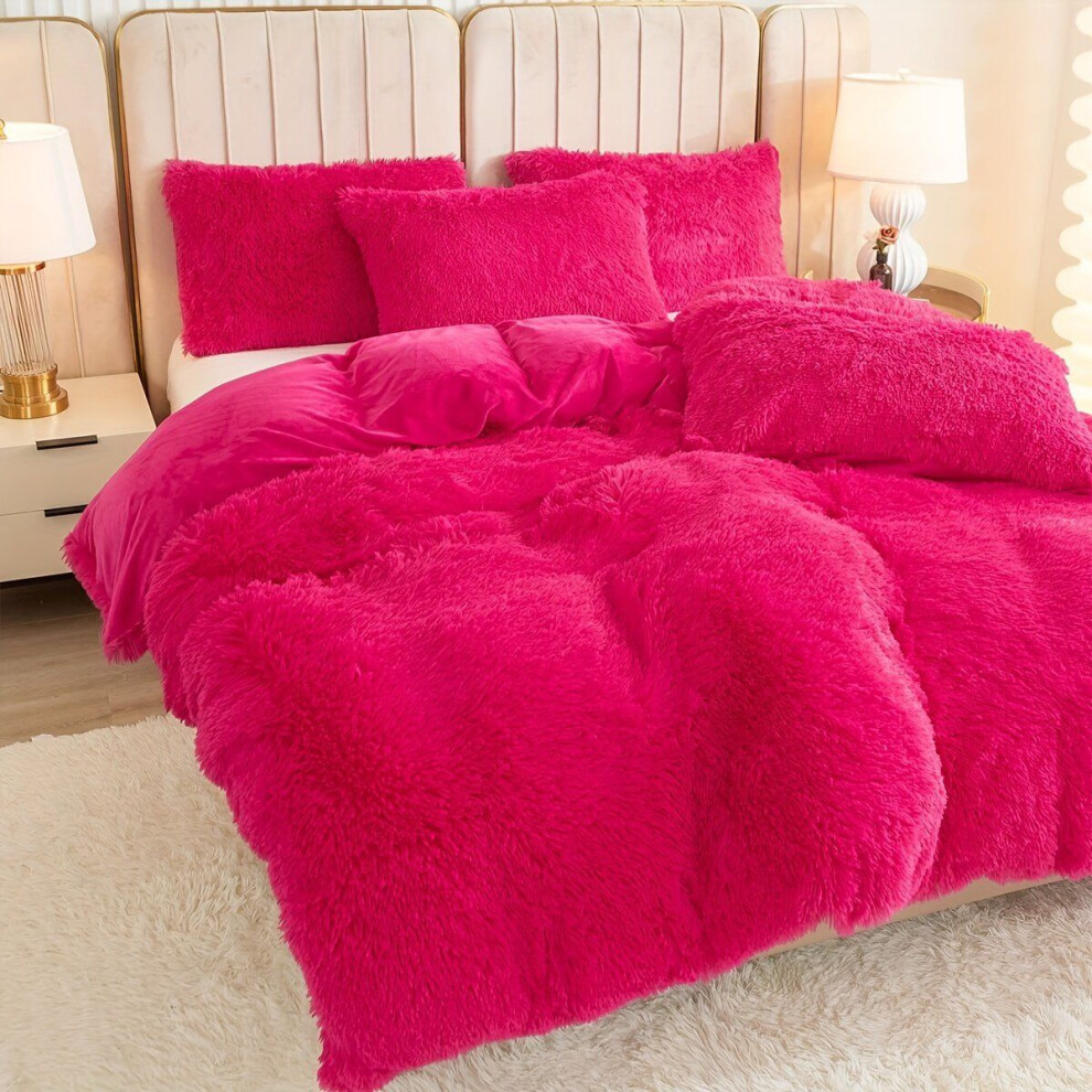 Drap de lit en peluche 3 pièces, coloré, rose