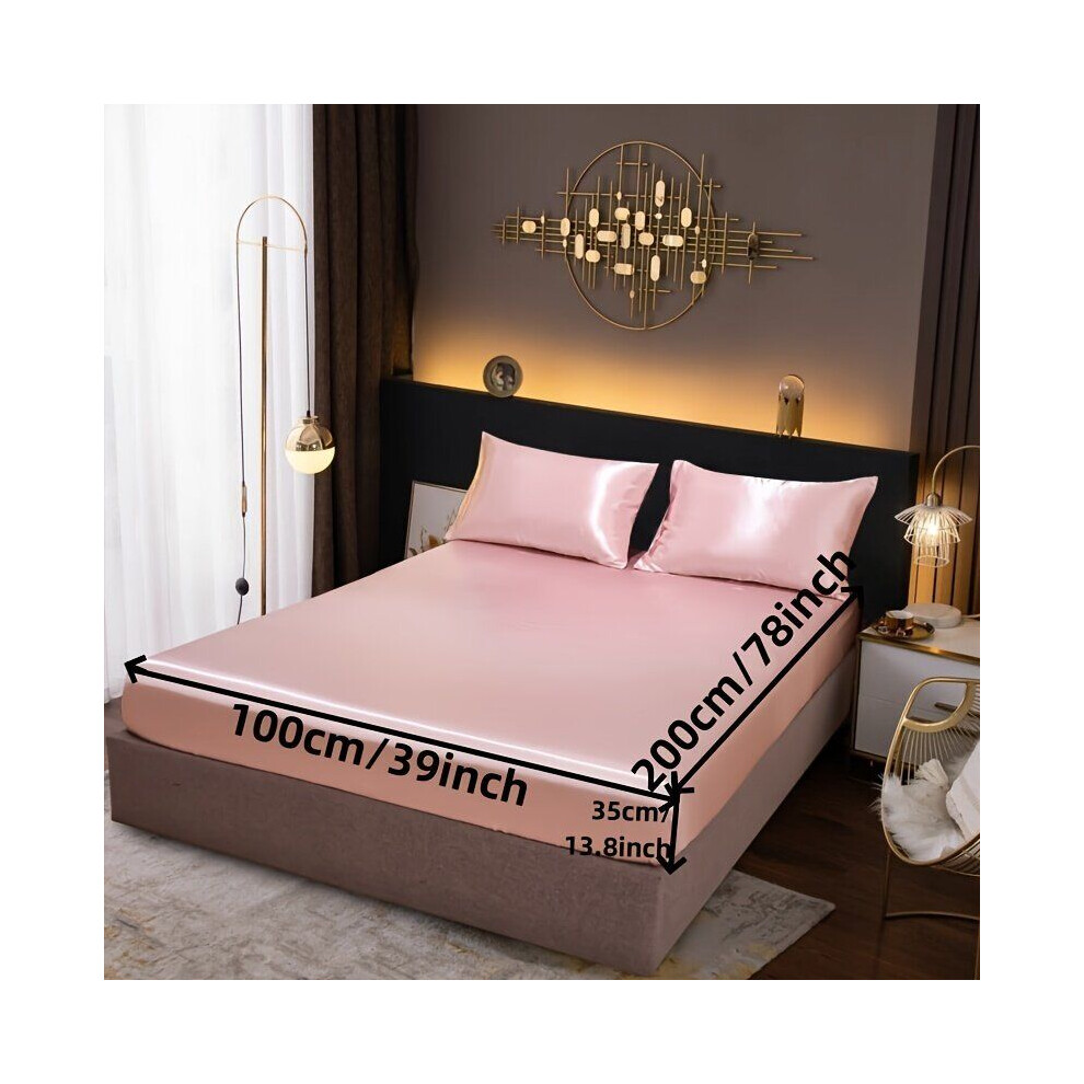 Draps de lit en satin de luxe 3 pièces avec rembourrage rose