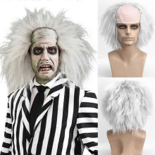 Adult White Curly Wig Horror Halloween Cosplay Costume Party Wig Props