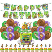 Scooby-Doo Scooby Cartoon Kids Boys Girls Birthday Party Decor Balloon Banner Cake Toppers Set Party Supplies Kits Party Favor