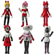 6 Pack Hazbin Hotel Anime Character Toy Alastor Angel Cake Decoration Statue Toy Collection Model Desktop Decoration Birthday Christmas Gift