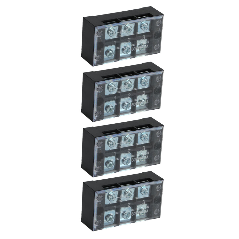 3-Position Terminal Strip Block 4Pcs 600V 45A Large Current Dual Row Barrier 7601339445253