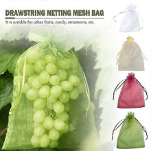 (17*23CM,Black)Lebanghui 100pcs Bunch Protection Bag 17x23cm Grape Fruit Organza Bag With Drawstring Gives Total Protection