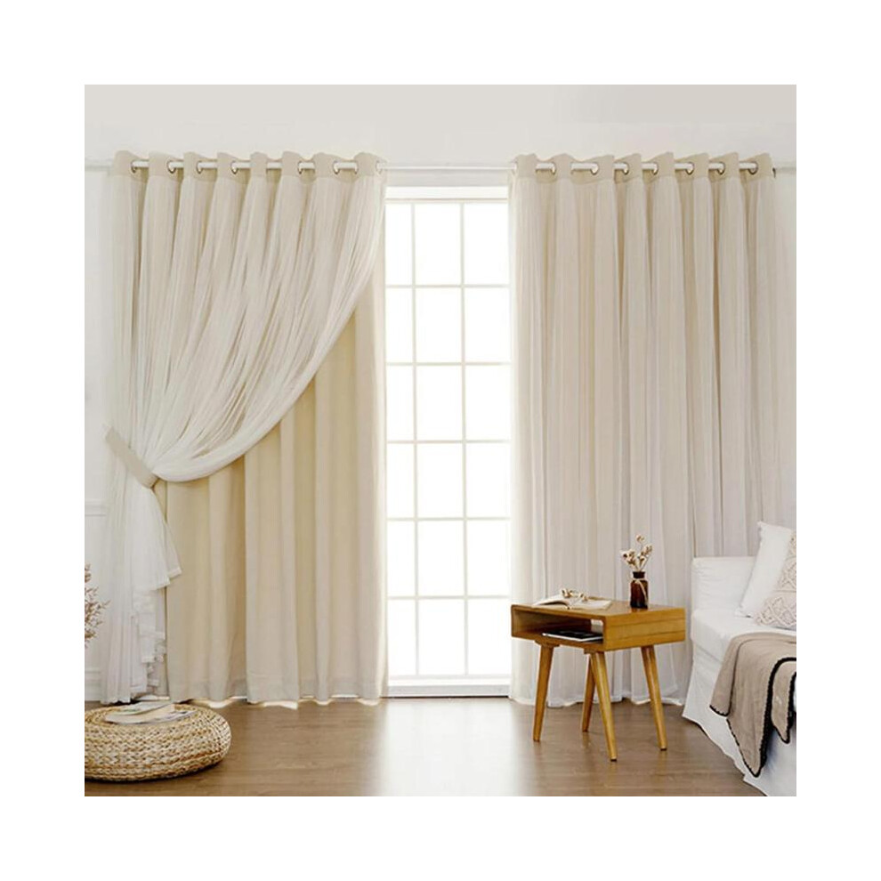 (Beige, 78.7"W x 102"L?200 x 260cm?) Double Layer Blackout Curtain, 1 Count Modern Simple Home Decor Curtain, Window Drapes for Home Living Room Bedro-image-OPC-PJJDYHK-NEW